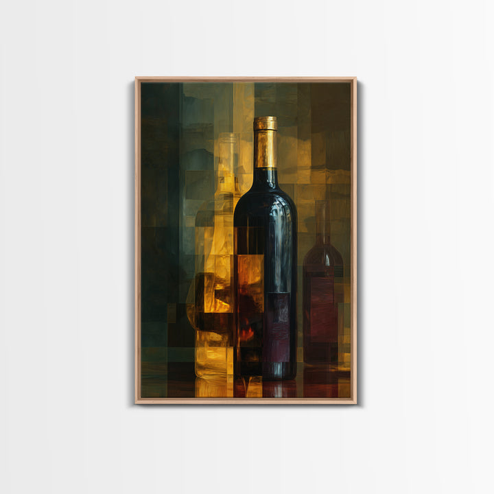 Black and Gold Wine Bottle Silhouette Canvas Print, Winery Art, Winery Decor, Oil Painting, Vineyard, Watercolor Painting, WIN-2x3-72