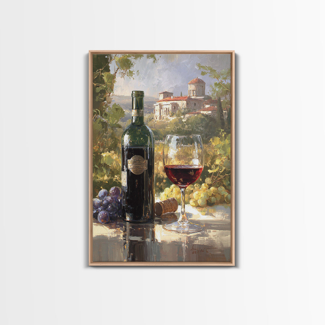 Italian Villa Vineyard Landscape Framed Canvas Print, Winery Art, Matisse Print, Winery Decor, Watercolor Art, Vineyard, WIN-2x3-76