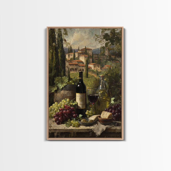 Tuscan Vineyard at Golden Hour Framed Canvas Print, Winery Art, Landscape Art, Winery Decor, Abstract Art, Vineyard, Room Decor, WIN-2x3-83