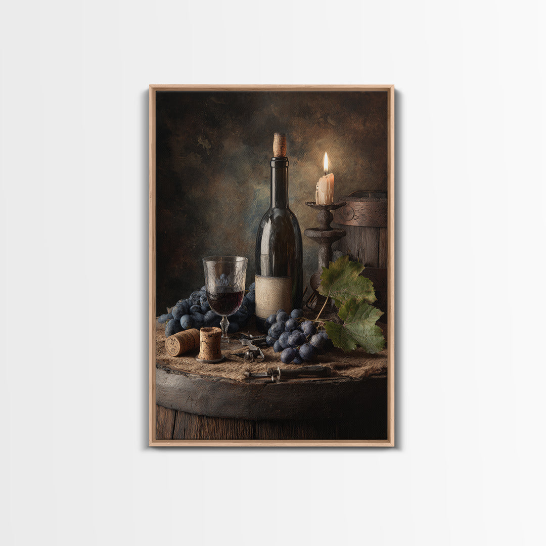 Corkscrew and Corks on Rustic Wood Framed Canvas Print, Winery Art, Modern Decor, Winery Decor, Fine Art, Vineyard, Wall Decor, WIN-2x3-84