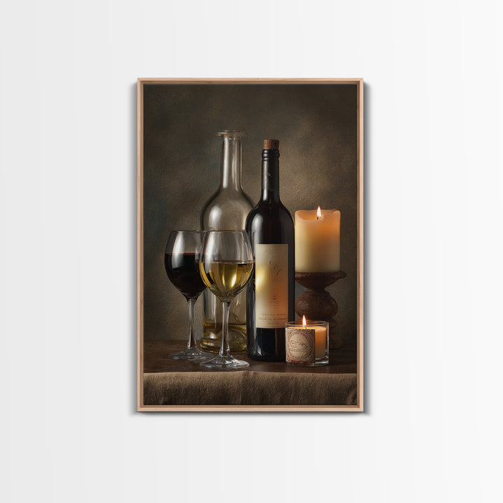 Wine Tasting Flight Rendered as Elegant Still Framed Canvas Print, Winery Art, Kitchen Wall Art, Winery Decor, Vineyard, WIN-2x3-90