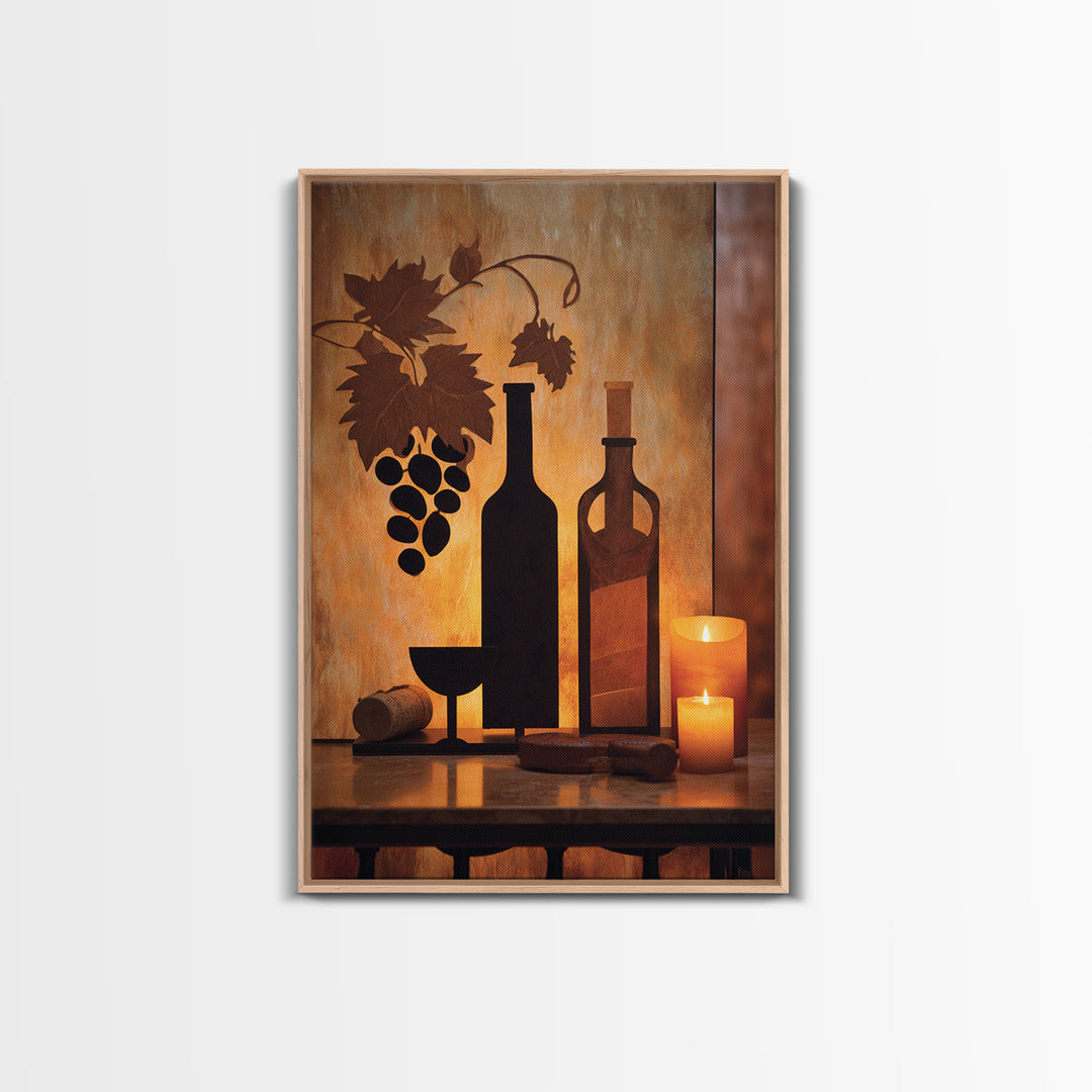 Black and Gold Wine Bottle Silhouette Canvas Print, Winery Art, Wall Art Print, Winery Decor, Fine Art, Vineyard, Gallery Decor, WIN-2x3-96