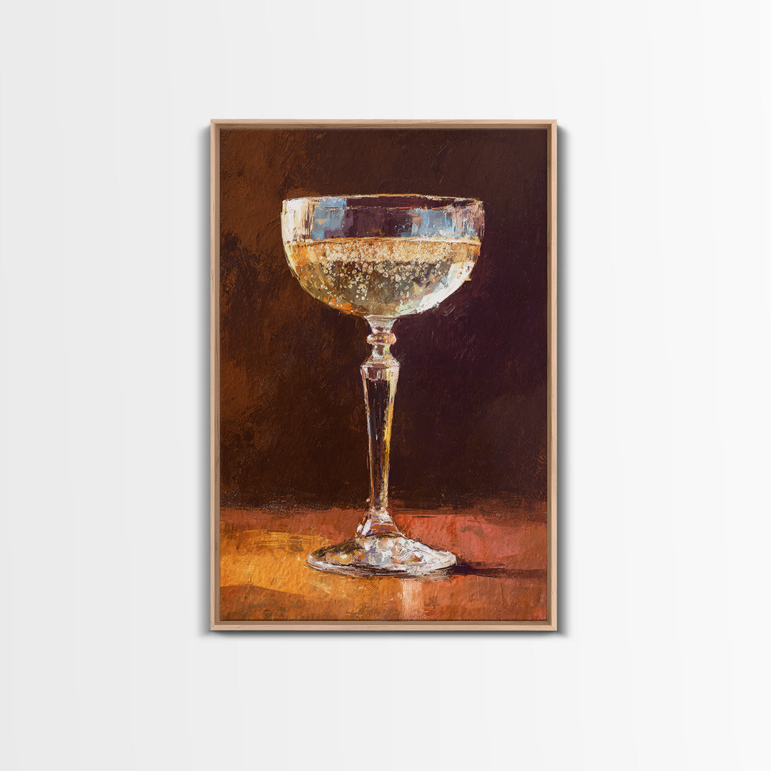 Champagne Coupe with Bubbles and Light Canvas Print, Winery Art, Gallery Wall Art, Winery Decor, Vineyard, Luxury Decor, WIN-2x3-99