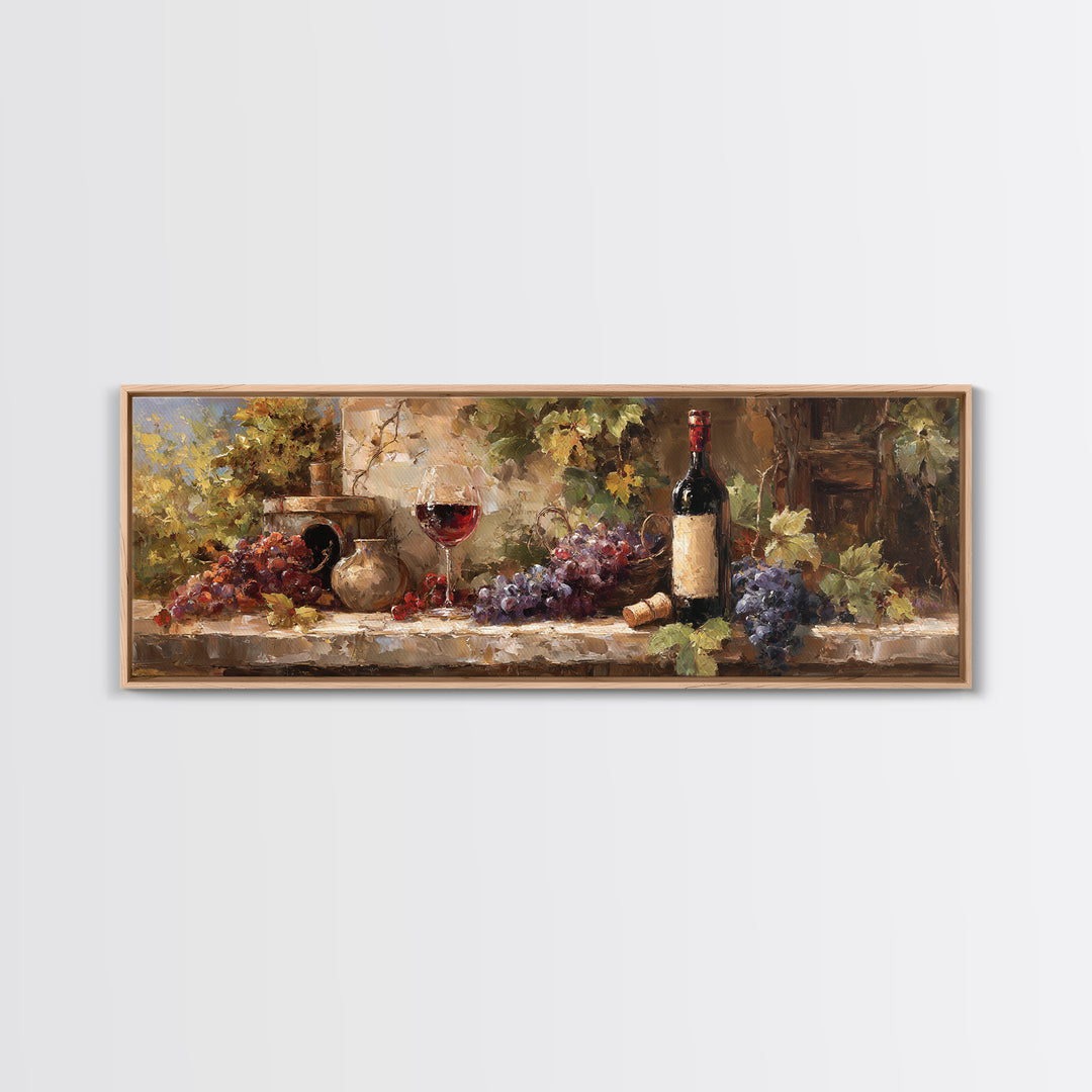 Italian Villa Vineyard Landscape Framed Canvas Print, Winery Art, Matisse Print, Winery Decor, Watercolor Art, Vineyard, WIN-3x1-12