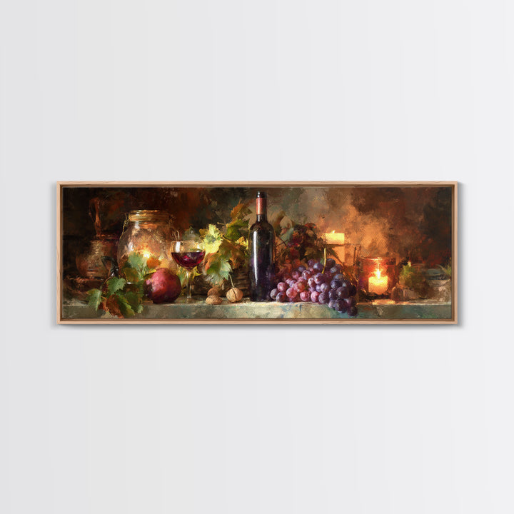 Wine Harvest Basket Canvas Print, Winery Art, Modern Decor, Winery Decor, Fine Art, Vineyard, Wall Decor, Painting, Art Print, WIN-3x1-14