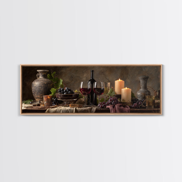 Wine Tasting Flight Rendered as Elegant Still Framed Canvas Print, Winery Art, Wall Hanging, Winery Decor, Fine Art, Vineyard, WIN-3x1-2