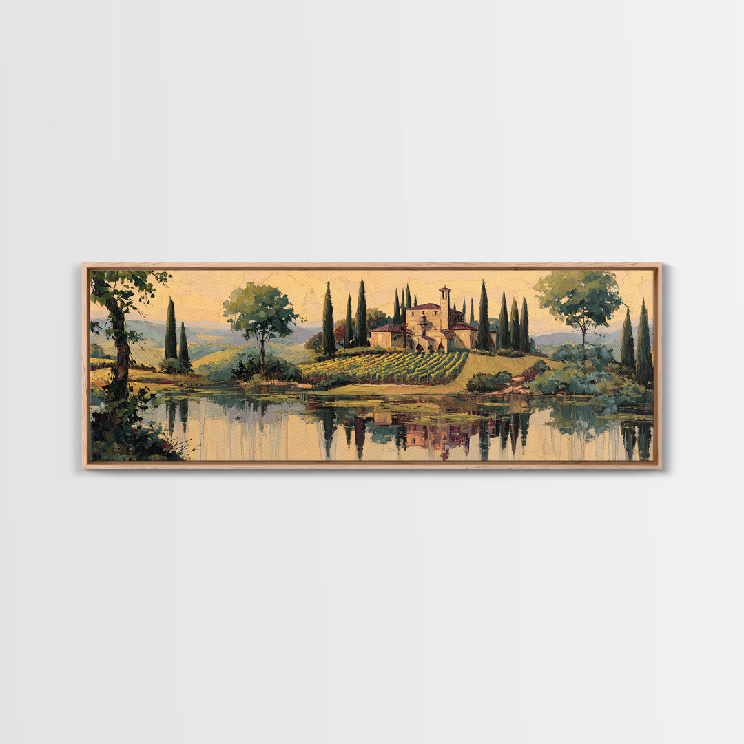 Italian Villa Vineyard Landscape Canvas Print, Winery Art, Gallery Decor, Winery Decor, Fine Art, Vineyard, Wall Art, WIN-3x1-36