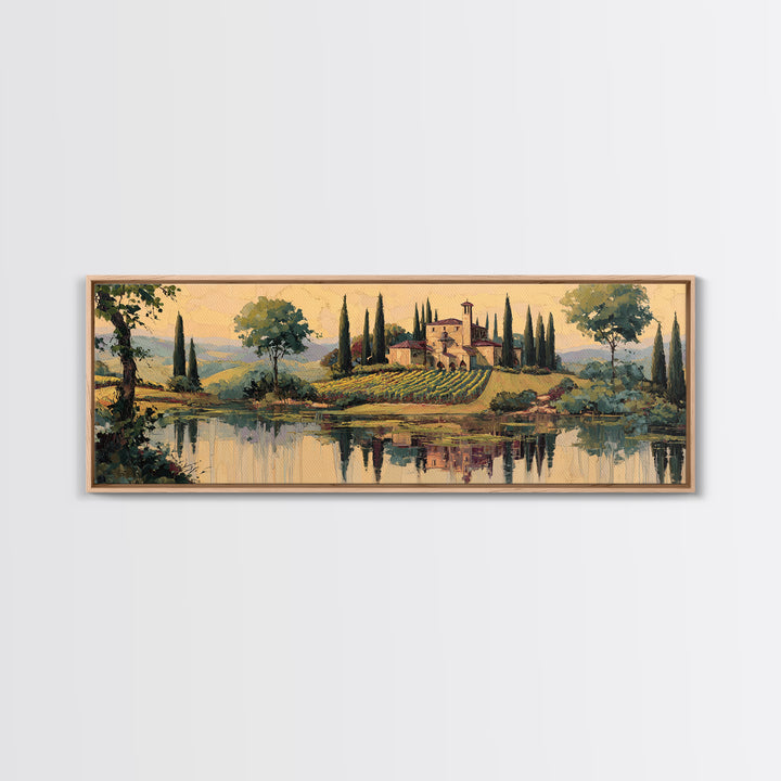 Italian Villa Vineyard Landscape Canvas Print, Winery Art, Gallery Decor, Winery Decor, Fine Art, Vineyard, Wall Art, WIN-3x1-36