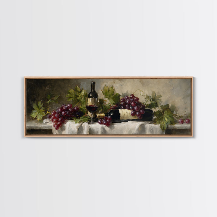 Champagne Grapes and White Linen Still Life Canvas Print, Winery Art, Matisse Print, Winery Decor, Abstract Art, Vineyard, WIN-3x1-45