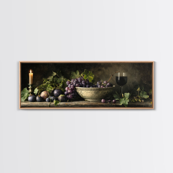 Grapes in a Ceramic Bowl with Shadows Canvas Print, Winery Art, Landscape Art, Winery Decor, Abstract Art, Vineyard, Room Decor, WIN-3x1-49