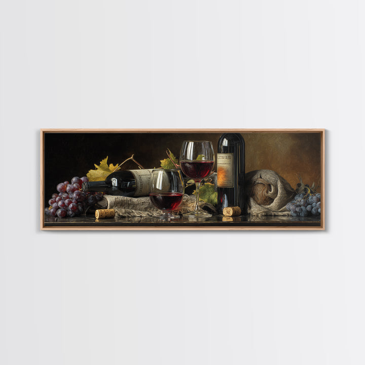 Wine Tasting Flight Rendered as Elegant Still Canvas Print, Winery Art, Kitchen Art, Winery Decor, Watercolor Art, Vineyard, WIN-3x1-50