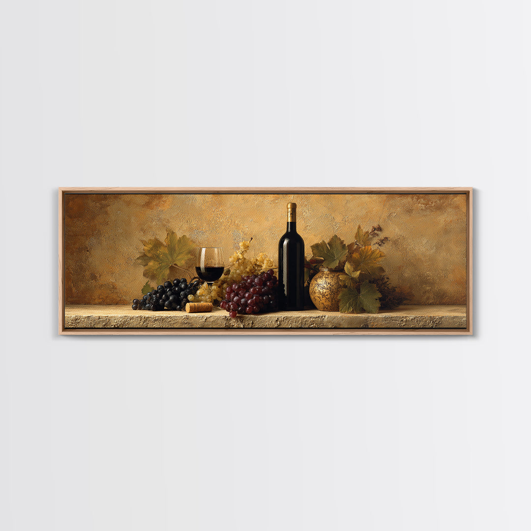Black and Gold Wine Bottle Silhouette Framed Canvas Print, Winery Art, Minimalist Decor, Winery Decor, Fine Art, Vineyard, WIN-3x1-56