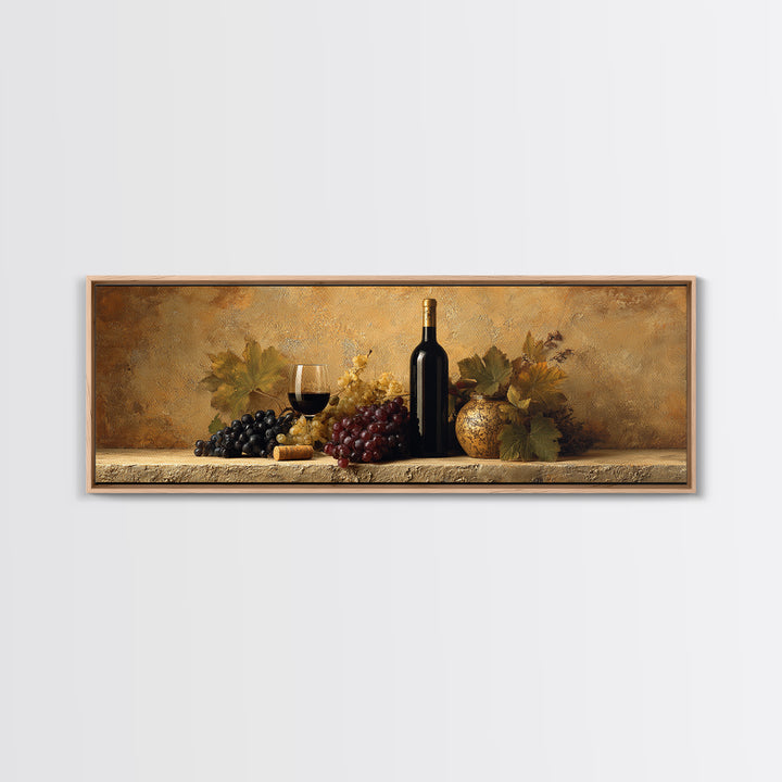 Black and Gold Wine Bottle Silhouette Framed Canvas Print, Winery Art, Minimalist Decor, Winery Decor, Fine Art, Vineyard, WIN-3x1-56