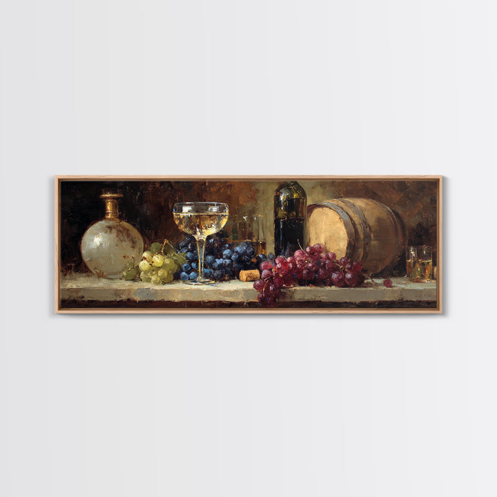 Champagne Coupe with Bubbles and Light Framed Canvas Print, Winery Art, Painting, Winery Decor, Vineyard, Living Room Decor, WIN-3x1-59