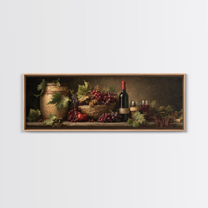 Wine Harvest Basket Canvas Print, Winery Art, Boho Decor, Winery Decor, Oil Painting, Vineyard, Art Print, Printable Wall Art, WIN-3x1-62