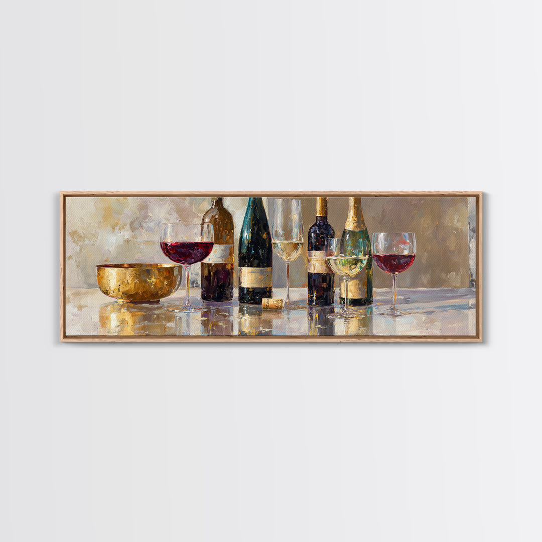 Wine Tasting Flight Rendered as Elegant Still Canvas Print, Winery Art, Bar Art, Winery Decor, Fine Art, Vineyard, WIN-3x1-98