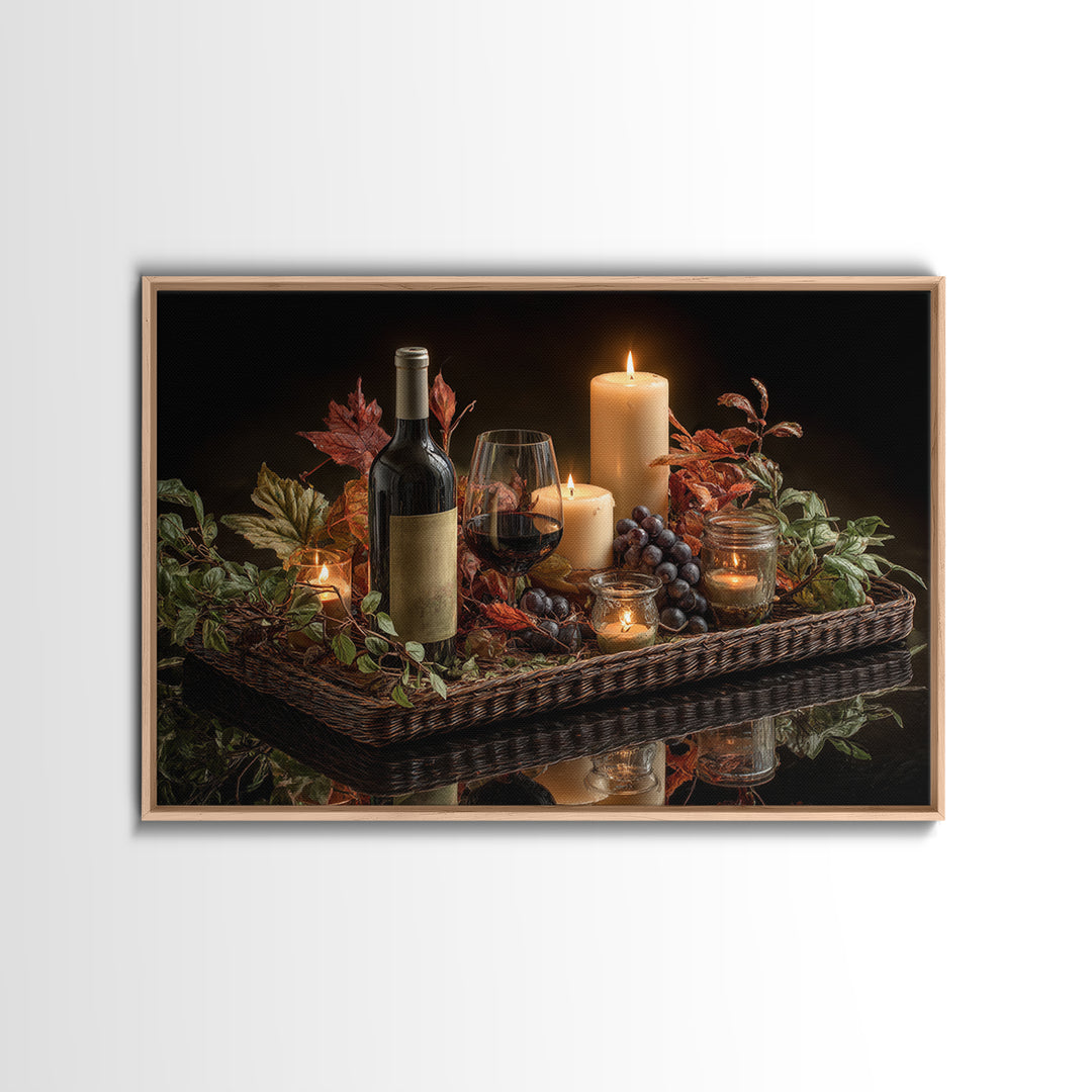 Wine Harvest Basket Framed Canvas Print, Winery Art, Wall Hanging, Winery Decor, Fine Art, Vineyard, Preppy Wall Art, WIN-3x2-2