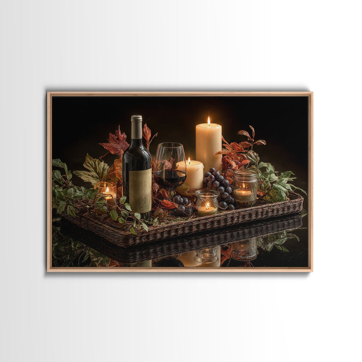 Wine Harvest Basket Framed Canvas Print, Winery Art, Wall Hanging, Winery Decor, Fine Art, Vineyard, Preppy Wall Art, WIN-3x2-2