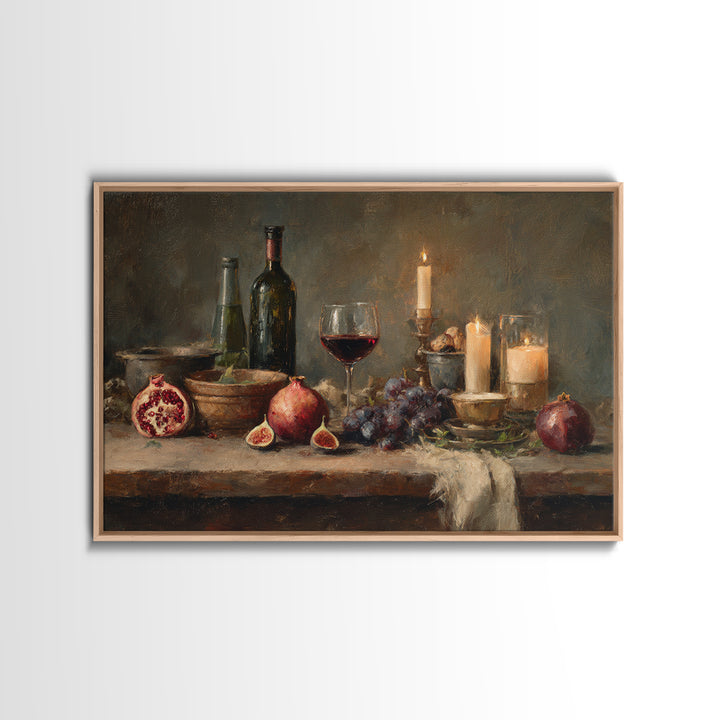 Pomegranate Figs and Red Wine Composition Canvas Print, Winery Art, Matisse Print, Winery Decor, Vineyard, Luxury Decor, WIN-3x2-21