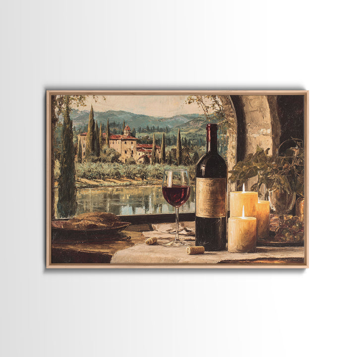 Italian Villa Vineyard Landscape Framed Canvas Print, Winery Art, Matisse Print, Winery Decor, Watercolor Art, Vineyard, WIN-3x2-24