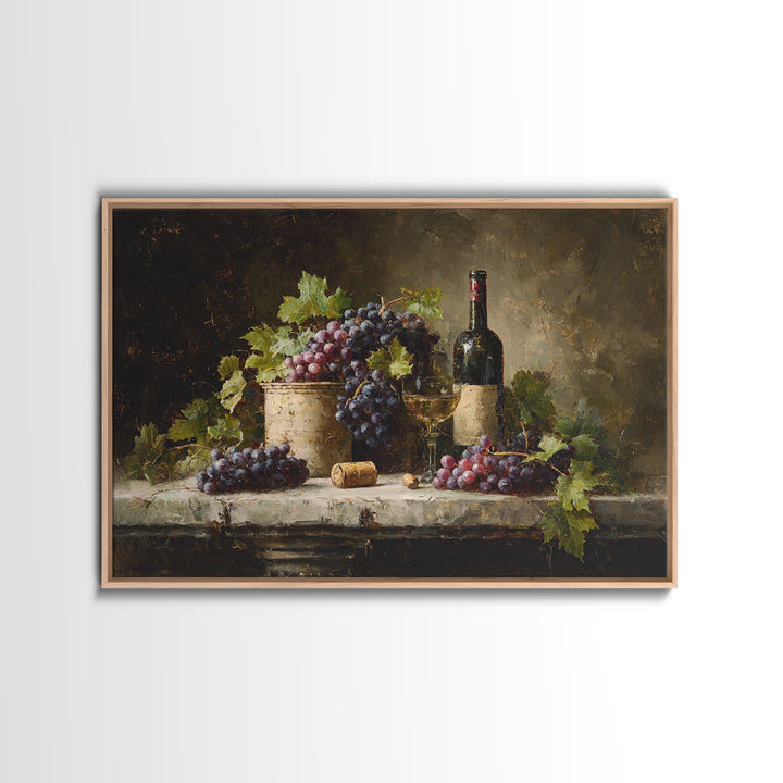 Single Grape Cluster Botanical Study Framed Canvas Print, Winery Art, Landscape Art, Winery Decor, Fine Art, Vineyard, WIN-3x2-25