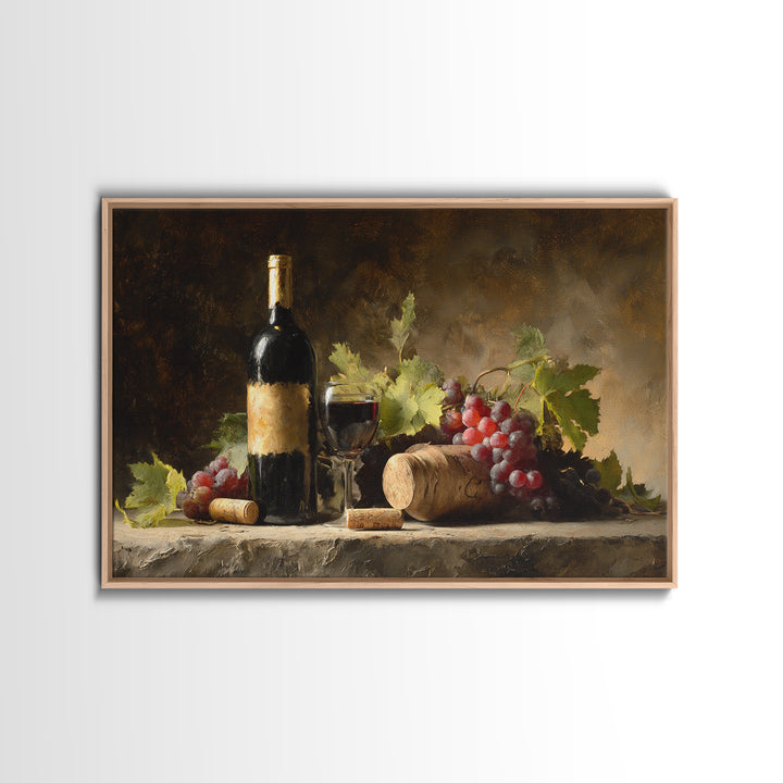Black and Gold Wine Bottle Silhouette Canvas Print, Winery Art, Cocktail Wall Art, Winery Decor, Watercolor Art, Vineyard, WIN-3x2-44