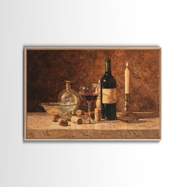Corks Arranged as Geometric Pattern Framed Canvas Print, Winery Art, Retro Wall Art, Winery Decor, Abstract Art, Vineyard, WIN-3x2-46