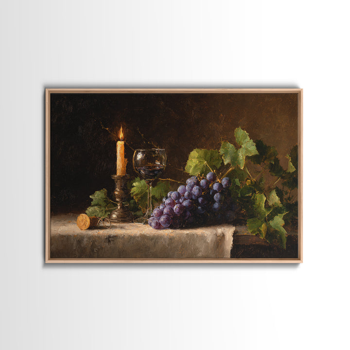 Single Grape Cluster Botanical Study Canvas Print, Winery Art, Neutral Decor, Winery Decor, Oil Painting, Vineyard, Home Decor, WIN-3x2-49