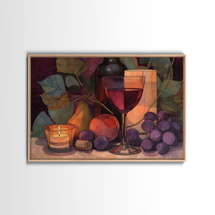 Red Wine Swirl Abstract Framed Canvas Print, Winery Art, Art Print, Winery Decor, Fine Art, Vineyard, Watercolor Painting, WIN-3x2-59