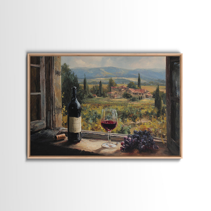 French Vineyard Hills Framed Canvas Print, Winery Art, Textured Painting, Winery Decor, Fine Art, Vineyard, Oil Painting, WIN-3x2-60