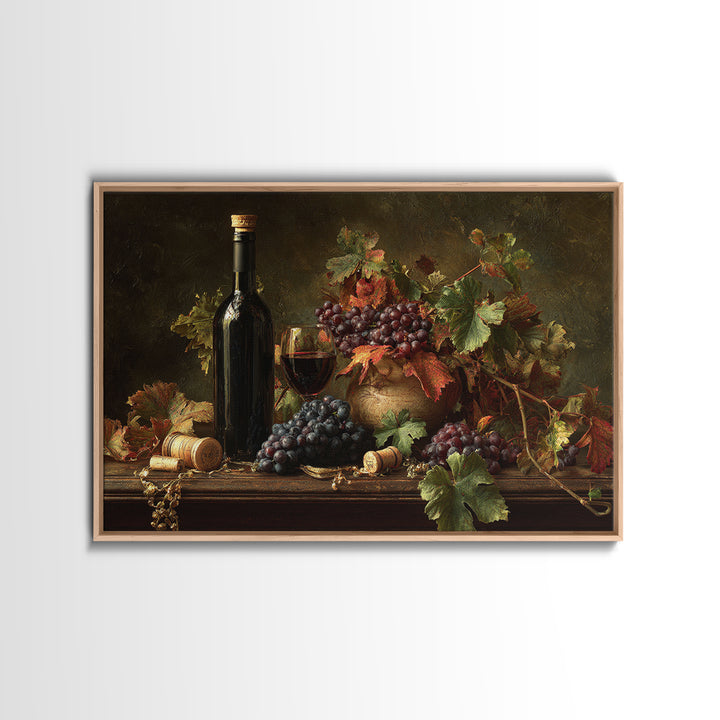 Vine Leaves Turning Autumn Red and Gold Framed Canvas Print, Winery Art, Preppy Wall Art, Winery Decor, Fine Art, Vineyard, WIN-3x2-63