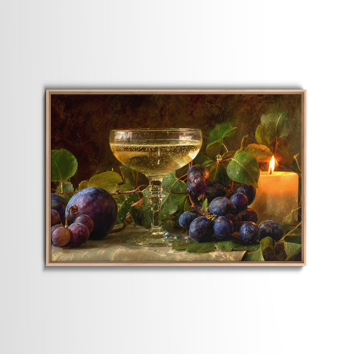 Champagne Coupe with Bubbles and Light Framed Canvas Print, Winery Art, Cocktail Wall Art, Winery Decor, Watercolor Art, WIN-3x2-71