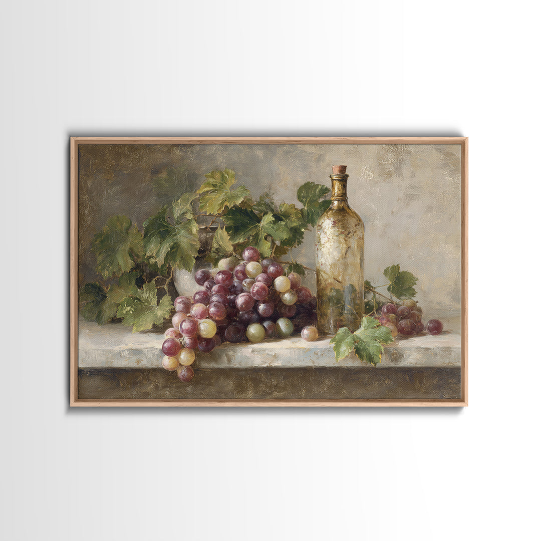 Single Grape Cluster Botanical Study Canvas Print, Winery Art, Neutral Decor, Winery Decor, Oil Painting, Vineyard, Home Decor, WIN-3x2-73