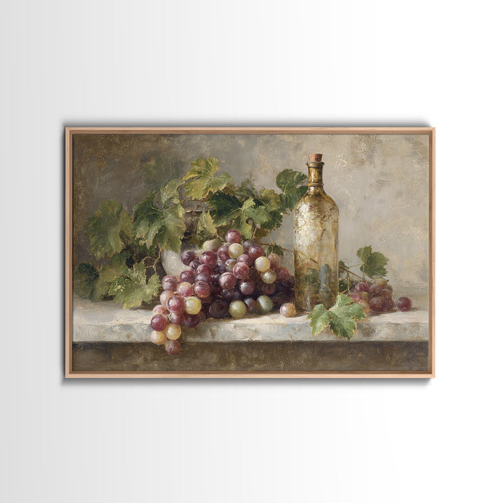 Single Grape Cluster Botanical Study Canvas Print, Winery Art, Neutral Decor, Winery Decor, Oil Painting, Vineyard, Home Decor, WIN-3x2-73