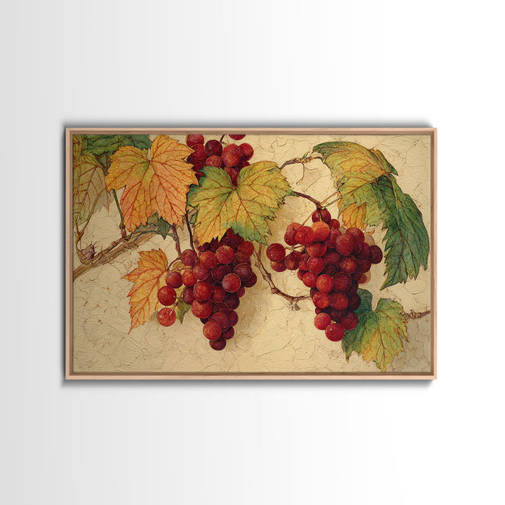 Vine Leaves Turning Autumn Red and Gold Framed Canvas Print, Winery Art, Art, Winery Decor, Fine Art, Vineyard, Farmhouse Decor, WIN-3x2-87