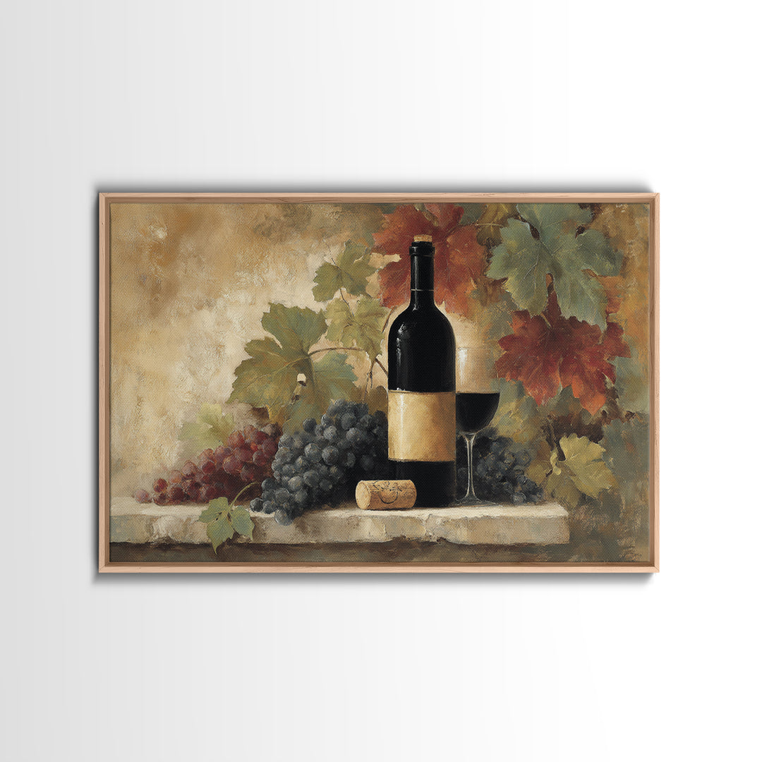 Black and Gold Wine Bottle Silhouette Framed Canvas Print, Winery Art, Painting, Winery Decor, Vineyard, Living Room Decor, WIN-3x2-92