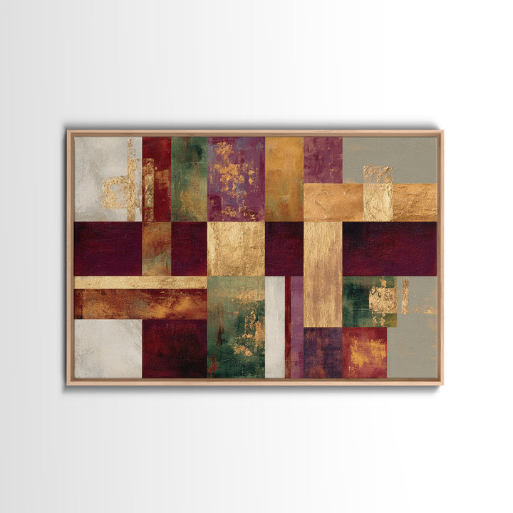 Burgundy Abstract with Gold Accents Framed Canvas Print, Winery Art, Artwork, Winery Decor, Abstract Art, Vineyard, Bar Decor, WIN-3x2-99