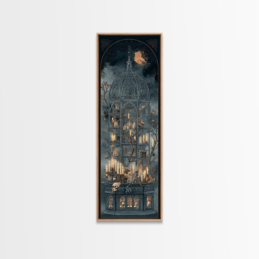 The Black Lace Haunted Conservatory - Occult Still Life, Dark Fantasy Wall Art, Tall Narrow Wall Art, Canvas Print, Halloween Home Decor