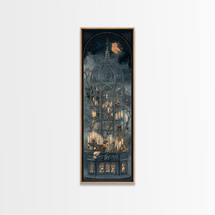 The Black Lace Haunted Conservatory - Occult Still Life, Dark Fantasy Wall Art, Tall Narrow Wall Art, Canvas Print, Halloween Home Decor