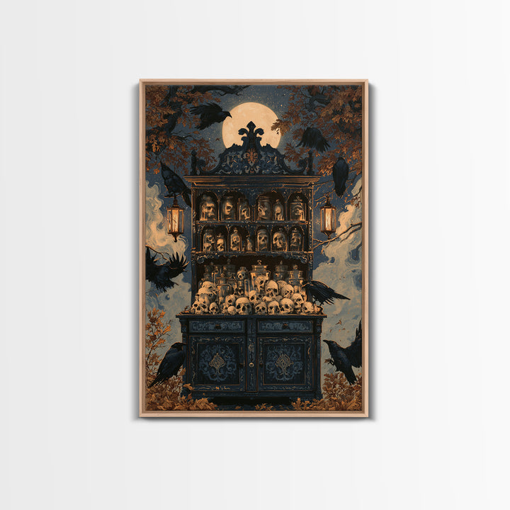 The Candlelit Skull Apothecary - Icon Portrait, Occult Wall Decor, Vertical Wall Art, Canvas Print, Halloween Home Decor, Gothic Wall Art