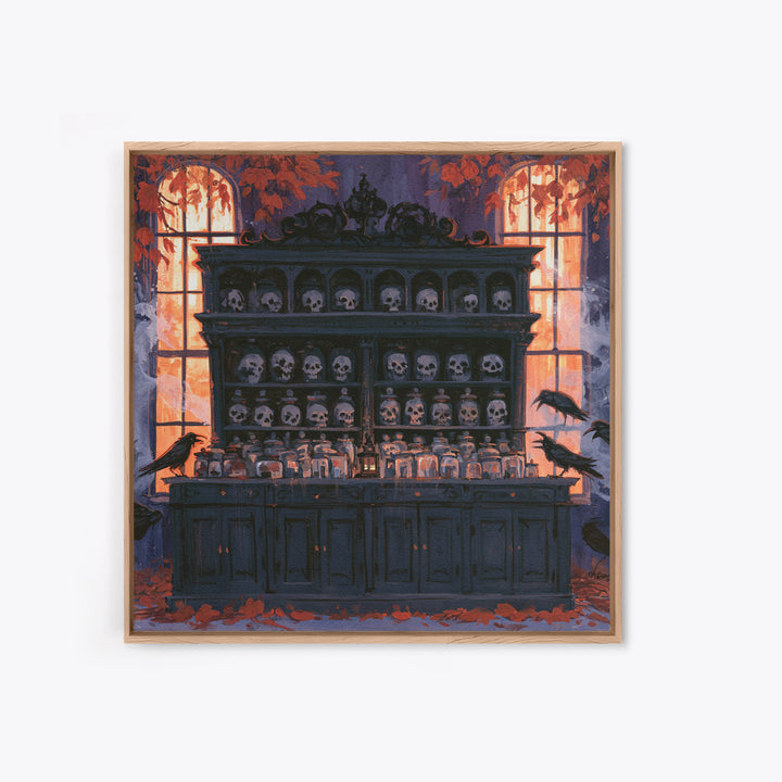 The Candlelit Skull Apothecary - Icon Portrait, Occult Wall Decor, Square Wall Art, Canvas Print, Halloween Home Decor, Gothic Wall Art