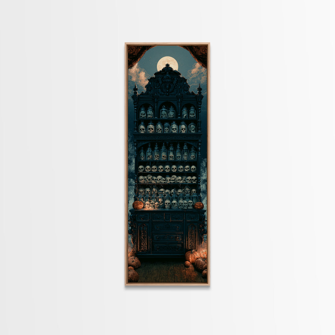 The Candlelit Skull Apothecary - Icon Portrait, Occult Wall Decor, Tall Narrow Wall Art, Canvas Print, Halloween Home Decor, Gothic Wall Art