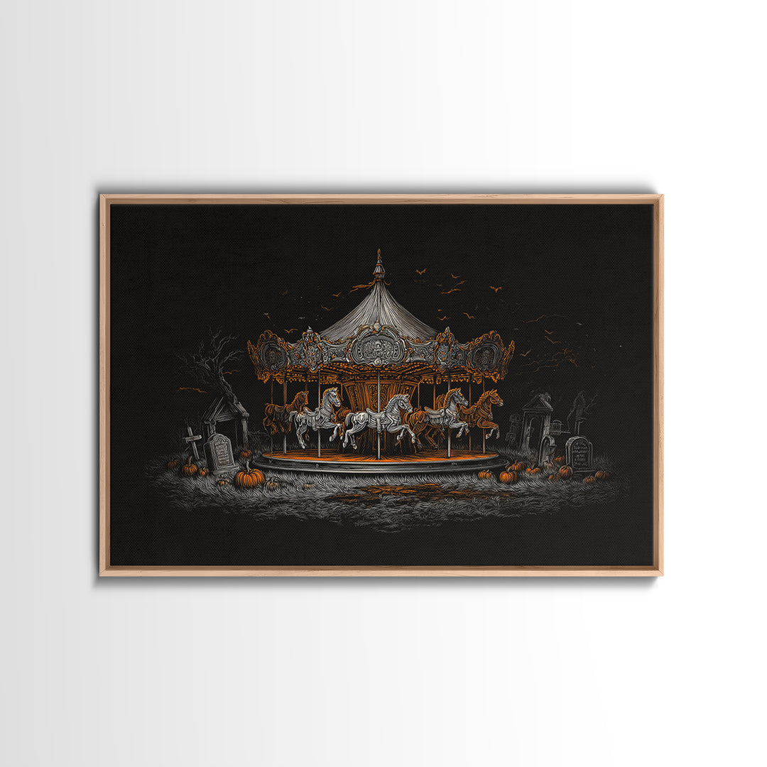 The Graveyard Carousel - Icon Portrait, Gothic Home Decor, Landscape Wall Art, Canvas Print, Halloween Home Decor, Gothic Wall Art