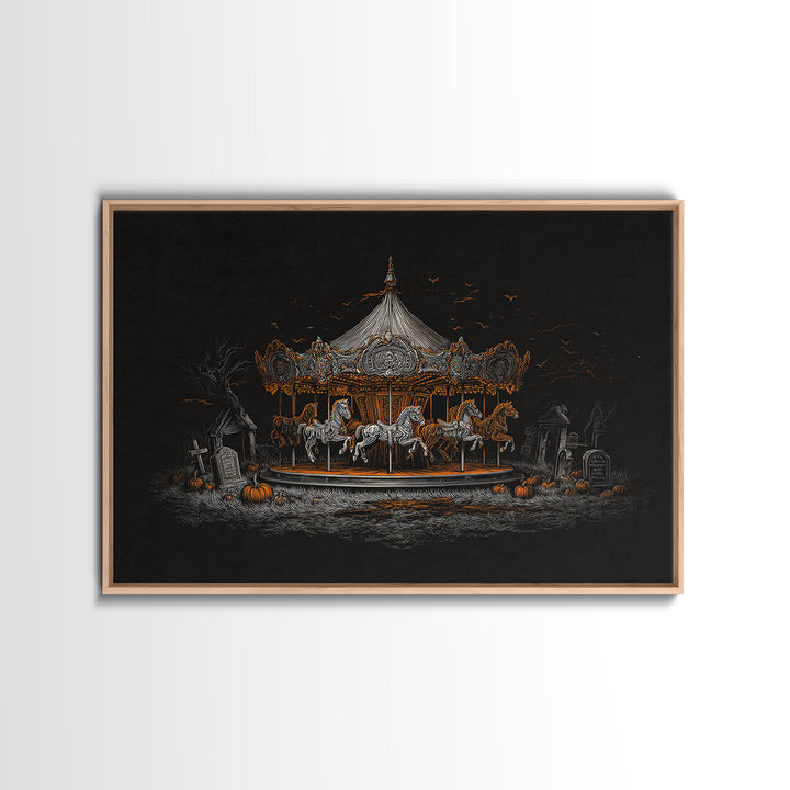 The Graveyard Carousel - Icon Portrait, Gothic Home Decor, Landscape Wall Art, Canvas Print, Halloween Home Decor, Gothic Wall Art
