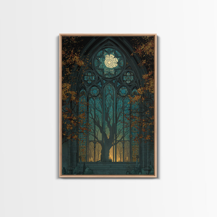 The Spiderweb Cathedral Window - Icon Portrait, Dark Fantasy Wall Art, Vertical Wall Art, Canvas Print, Halloween Home Decor