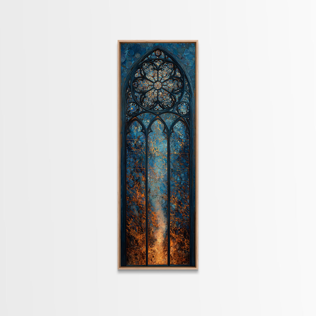 The Spiderweb Cathedral Window - Procession Scene, Dark Fantasy Wall Art, Tall Narrow Wall Art, Canvas Print, Halloween Home Decor