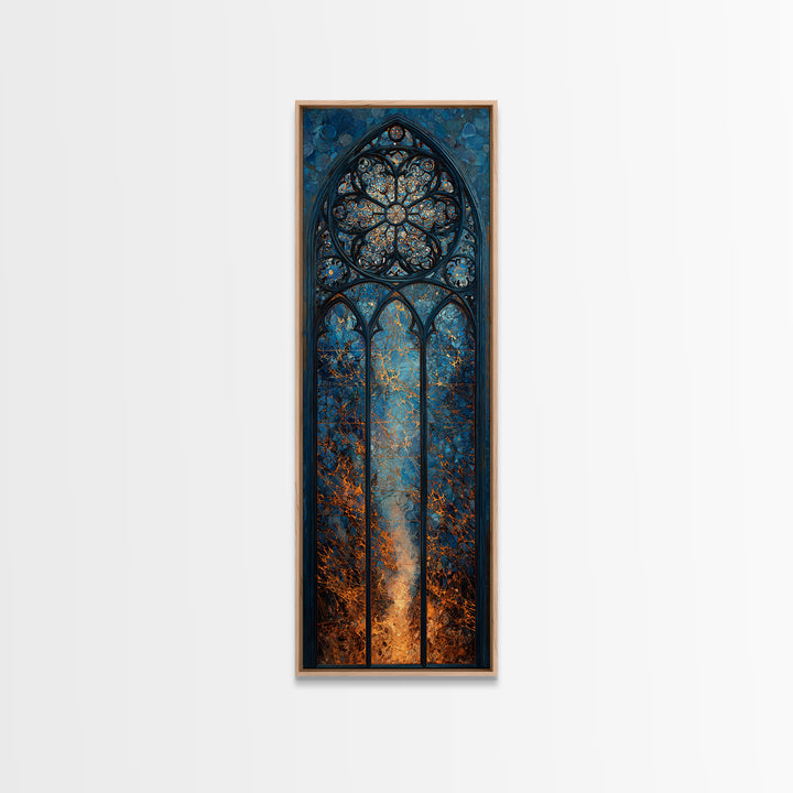 The Spiderweb Cathedral Window - Procession Scene, Dark Fantasy Wall Art, Tall Narrow Wall Art, Canvas Print, Halloween Home Decor