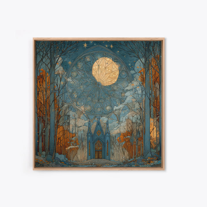 The Spiderweb Cathedral Window - Surreal Celestial Vision, Dark Fantasy Wall Art, Square Wall Art, Canvas Print, Halloween Home Decor