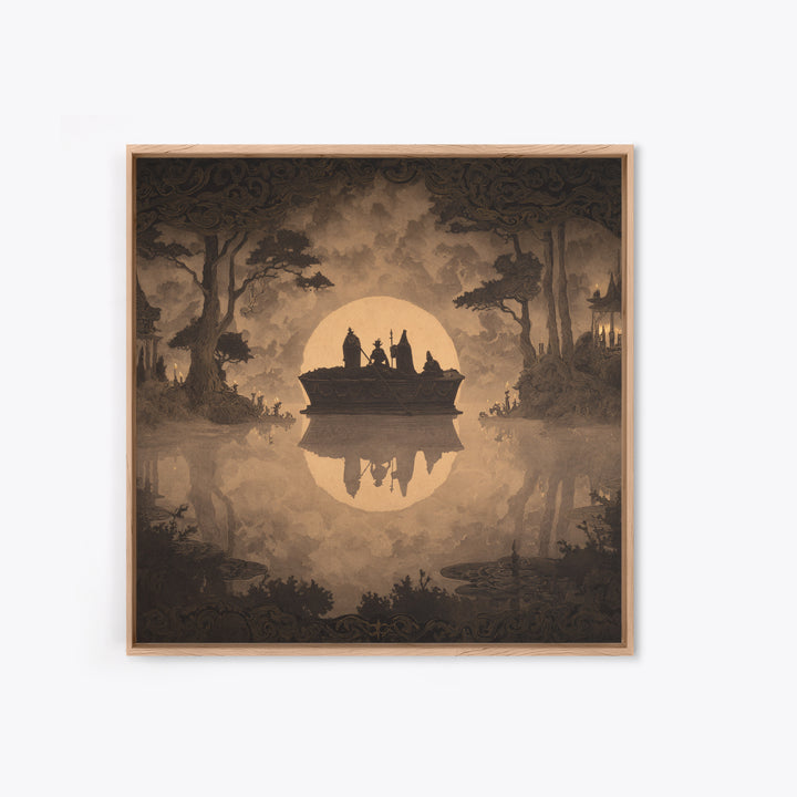 The Floating Coffin Garden - Icon Portrait, Gothic Home Decor, Square Wall Art, Canvas Print, Halloween Home Decor, Gothic Wall Art