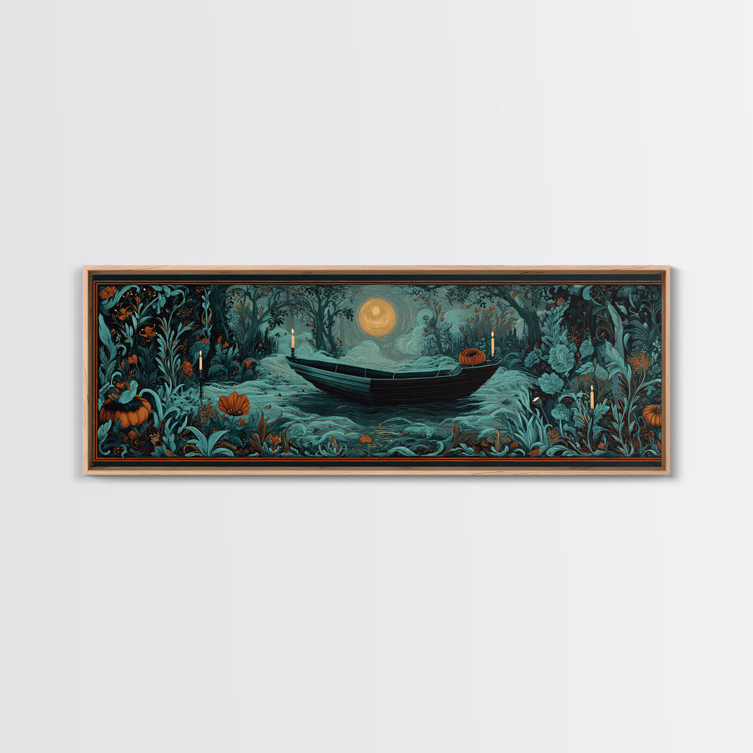 The Floating Coffin Garden - Icon Portrait, Gothic Home Decor, Extra Wide Wall Art, Canvas Print, Halloween Home Decor, Gothic Wall Art